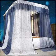 Princess Bed Canopy with Guide Rail Machine Washable Bed Curtains Canopy for Girls with U-Shaped Bracket Bed Decoration 3 Openings Mosquito Net for King Size(Size:200×220×210cm)