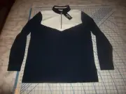 MENS RHONE MEDIUM BLUE/WHITE PULL-OVER ZIP COLLAR JACKET/TOP - NWT