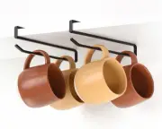 Coffee Mug Hanger for Cabinet, Clip-On Shelf, Cups, 10 Inch, Black