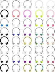 [Vsnnsns] 16G Surgical Steel Horseshoe Nose Septum Rings Piercing Jewelry Cartilage Helix Tragus Earring Hoop Lip Horseshoe Ring Piercing Jewelry Retainer for Women Men 10mm 40pcs