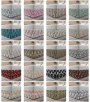 Ambesonne Floral Bloom Bedskirt Elastic Wrap Around Skirt Gathered Design
