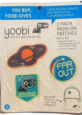 Yoobi Space Explorer 3 Pack Iron-On Patches Fancy Fun
