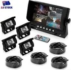 9"Quad Monitor Splitscreen 4ch 4PIN CCD Rear View Reversing Camera 12v 24v Truck