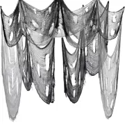 2 PCS Creepy Baubles Halloween Gauze Set Shower Curtain Decorations Spider Web