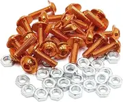 uxcell 25pcs M6 Orange Aluminum Alloy Hex Socket Head Motorcycle Bolts Screws Nuts