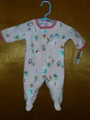 Girl's NB Carter's pink with snowmen footed sleepwear
