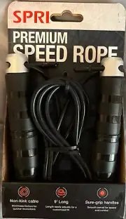 SPRI Premium Speed Rope 9' Sure Grip Handles/Non-Kink Cable Brand New