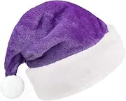 Christmas Purple Santa Hats Plush Christmas Hat for Adults Unisex Velvet Xmas Hat for Christmas Xmas New Year's Holiday Party