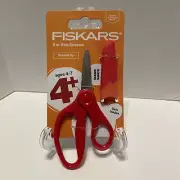 Red Fiskars Blunt Tip 5" Scissors for Kids Ages 4-7 With Eraser Sheath