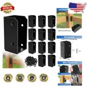12 Stainless Steel Deck Railing Brackets with Screws - Black Finish, Easy Setup