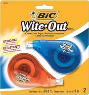 BIC Wite Out Ez Correction Tape - 12 m x 4.2 mm, Pack of 2 Correction Tapes