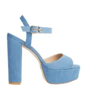block-heel platform sandals 37.5,38,40 Blue
