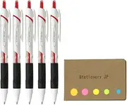 Uni-ball Jetstream Retractable Ballpoint Pen, Micro Point 0.5mm, Red Ink, 5-Pack, Sticky Notes Value Set