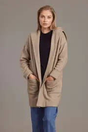 McDonald Possum Merino Womens Oversize Hood Jacket Mocha
