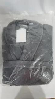 Hudson Park Bath Robe Gray Grey Cotton Fiber Dyed Small Medium New $145
