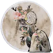 Native American Dream Catcher Round Beach Towel