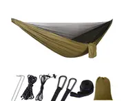 Camping Jungle Outdoor Swing Hammock Fast Open Mosquito Net Sleeping Hanging Bed Army Green