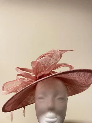 HATS CByC Pink sinamay bow hatinator with centre loops