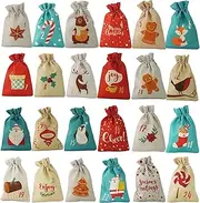 ARPADAMO 24 Pieces Christmas 24 Days Advent Calendar Bags-2024 Christmas Countdown Calendar Christmas Drawstring Gift Bags-Reusable DIY Makeup Advent Calendar Set-for Home Party Decoration Gift