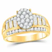 10kt Yellow Gold Diamond Oval Cluster Bridal Wedding Engagement Ring 1 Ctw