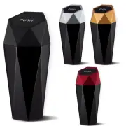 "Compact Diamond Design Car Trash Can - Auto Lid, Portable, Easy Clean (Black)"