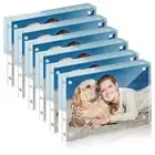 6 Pack Picture Frames Acrylic 4 x 6, Horizontal Magnet Frame Lucite Double Si...