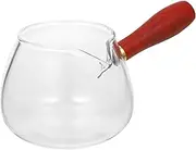 BEBEMOKO Anti-Scald Tea Cup Wooden Handle Milk Flower Design Tea Dispenser Divider for Office Home