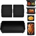 3PCS Air Fryer Silicone Pot Liners for Ninja AF500UK Dual Basket Accessories