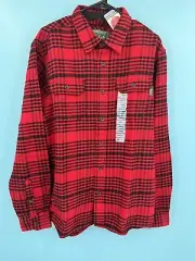 NWT Men's Woolrich Brawny Flannel Shacket Shirt Size Large Red Grid Plaid