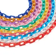 40 Strds Handmade Acrylic Paperclip Chains Drawn Elongated Cable Chains 13x7.5mm