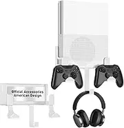 Wall Mount for Xbox One S, Metal Wall Mount Holder for Xbox One S with Detachable 2 Controller Holder & Headphone Hanger