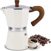 Kinberry Stovetop Coffee Maker - 6 Cup Aluminium Italian Espresso Maker, 300ml Gas & Electric Stove Top Moka Pot for Cappuccino Latte Mocha, White