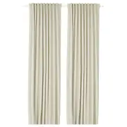 KORGMOTT block-out curtains, 1 pair, beige/with heading tape, 145x250 cm