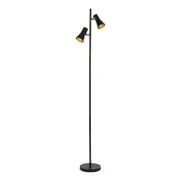 Verik Satin Black Twin Lights Mid Century Modern Floor Lamp