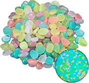 Nlvnmv 200 Pcs Glow in The Dark Rocks, Long-Lasting Luminous Pebbles, Decorative Stones for Garden, Fish Tank, Yard, Indoor & Outdoor Decor (Mixed Colors)