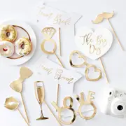 Gold Foiled Wedding Photo Booth Props 10pk