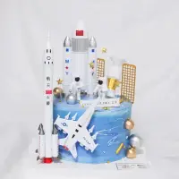 在飛比找蝦皮購物優惠-太空人蛋糕裝飾擺件新款網紅航天火箭飛機烘焙蛋糕配件太空人插件