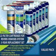 22 Replacement Filters Set for 5-Stage Reverse Osmosis Water Filtration System