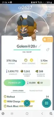 Shiny Alolan Golem ( Maxed To Level 40 ) ( Two Charged Moves ) Pokemon Trade Go