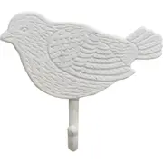 Hook Bird Metal 17.5cm Wall Hanging Bags/Coats Hanger Decor Organiser White
