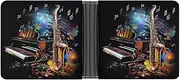 [QSKDLAC] Leather Wallet Slim Durable Credit Card Holder Personalized Saxophone And Piano Printing Wallet For Men & Women Perfect For Work Travel, style, One size, Foldable Pu Wallet, Style, One size