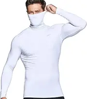 [TSLA] Men's Cool Dry Fit Mock Long Sleeve Compression Shirts, Athletic Workout Shirt, Active Sports Base Layer T-Shirt