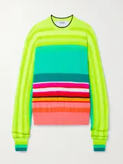 [Christopher John Rogers] Christopher John Rogers - Striped Merino Wool Top - Yellow - small small Yellow