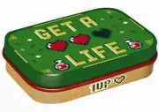 Retro Tin Metal Pill Box GET A LIFE with Sugar free Mints 6 x 4cm Nostalgic Art