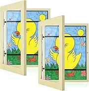 [2-Pack] Kids Art Frames, 8.5x11 Front Opening Kids Artwork Frames Changeable, Apricot Cream Artwork Display Storage Frame for Wall, Holds 50 Pcs, for 3D Picture, Crafts, Children Drawing, Hanging