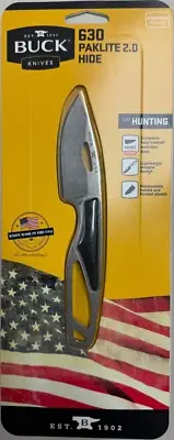 Buck 630 PakLite 2.0 Hide Fixed Blade Knife Black Drop Point w/ Sheath 0630BKS-C