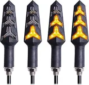 Indicators Flowing Turn Signal 4PCS Motorcycle Turn Signal Light Built Flasher Relay 12LED Flowing Turn Signals Motorbike Turning Indicators 12V Waterproof Turn Signal Indicator