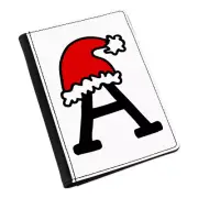 Letter A Christmas Hat Passport Holder Cover Case Red Santa Father Kids Alphabet