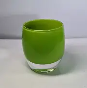 Glassybaby Glassy Baby Votive Candle Holder IMAGINE Bright GREEN With Sticker