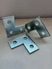 Strut Bracket Flat 3-hole Steel Corner Bracket 1-5/8" Strut Channel